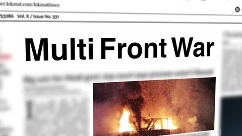 Multi Front War Printed on Newspaper Headline. 4K Stock Footage 252814384