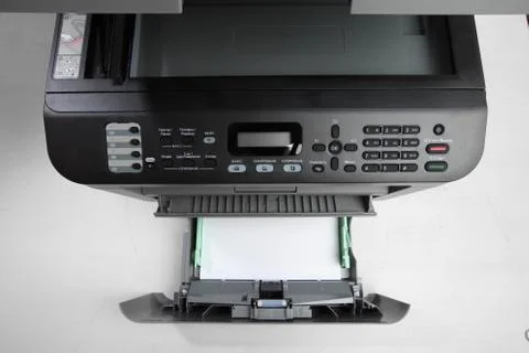 A multi function printer, copier, scanner on office table. top view Foto stock
