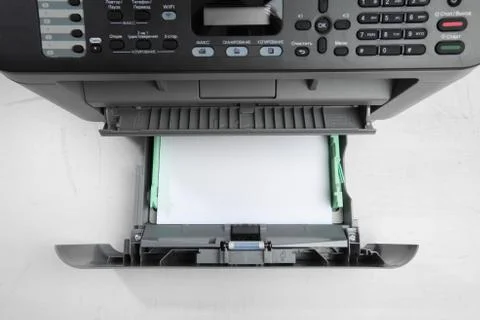 A multi function printer, copier, scanner on office table. top view Stock Photos