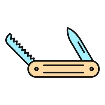 Multi functional folding utility knife tool icon Stock Illustration