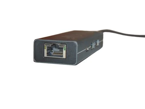Multi functional USB-C Hub station, Ethernet, isolated on white Stockfoto's