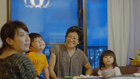 Multi-generation family get together. Stock Footage 100833367