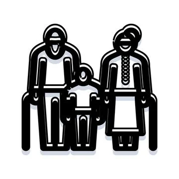 Multi generation family group representing care and unity Illustrazione stock