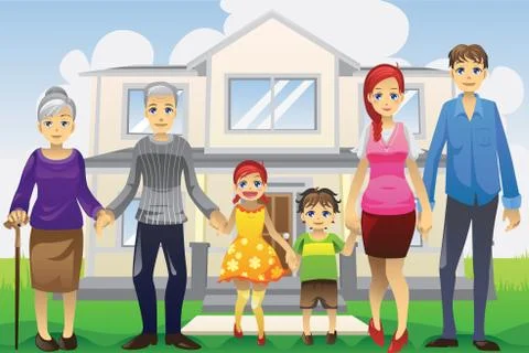 Multi generation family Illustrazione stock