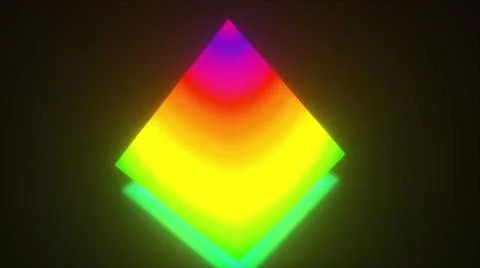 Multi gradient neon abstract pyramid. Glowing triangular 3d render buildin... Fotos de archivo