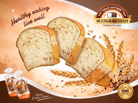 Multi-grain toast ads 스톡 일러스트