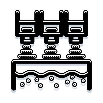 Multi head 3d printing manufacturing process icon Stock Illustration