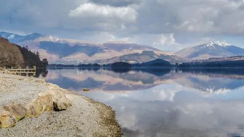 Multi image panorama of Derwent Water Stock Photos