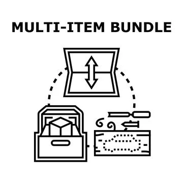 Multi item bundle choosing packaging concept Stock Illustration