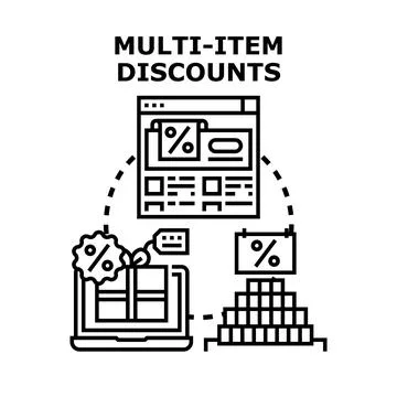 Multi item discounts concept for online shopping Stock Illustration
