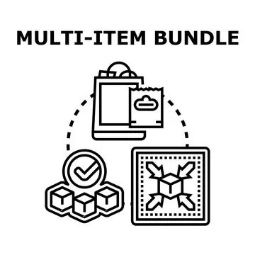 Multi item product bundle buying offer concept イラスト素材