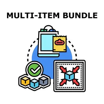 Multi item product bundle buying offer concept イラスト素材