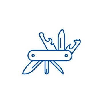 Multi knife line icon concept. Multi knife flat vector symbol, sign, outline Stock Illustration