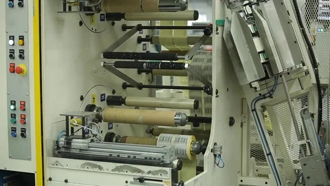 Multi Label Printing Rolls with High speed labeling machine in industrial 스톡 동영상 110771883