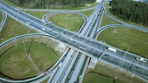 Multi-lane highway. The camera monitors the car. The box is on the road Stock Footage 93190866