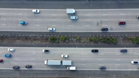 Multi Lane Highway Traffic Flow and Moving Vehicles Stock-Footage 334904390