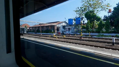 Multi lane railway view in train station Stock Footage 206950296