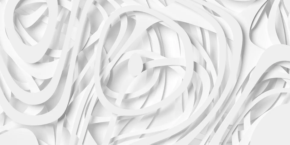 Multi-layer offset white paper cut out organic shapes geometrical backgroun.. Illustrazione stock