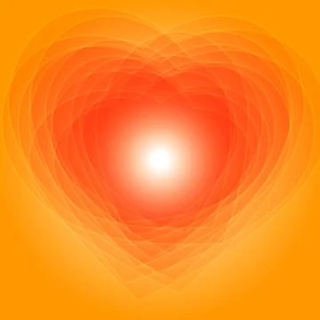 Multi layer transparent white hearts on orange background vector design for.. Illustrazione stock