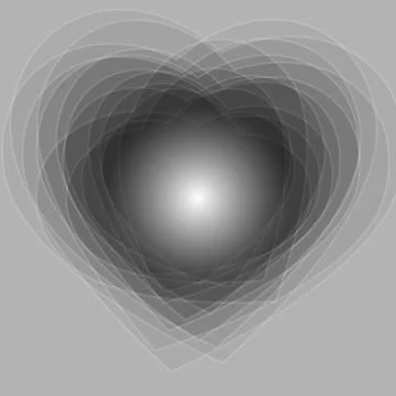 Multi layer transparent white hearts on grey background vector design for a.. Illustrazione stock