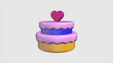 Multi Layered cake with a heart on top Loop Alpha Stock Footage 308224090