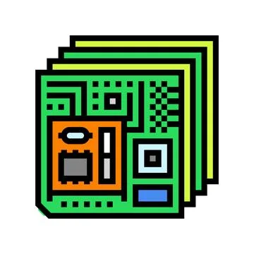 Multi layered circuit design color icon vector illustration Illustrazione stock
