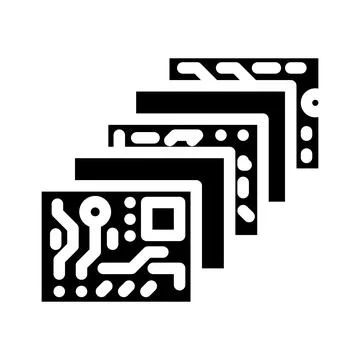 Multi layered circuit design glyph icon vector illustration Illustrazione stock
