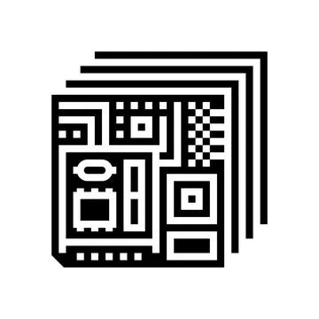 Multi layered circuit design glyph icon vector illustration Stock Illustration
