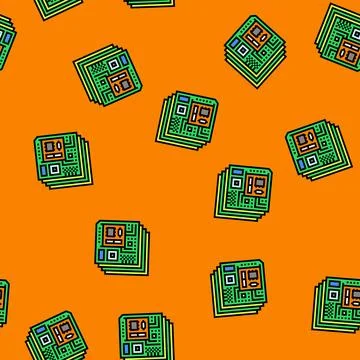 Multi layered circuit design vector seamless pattern Illustrazione stock