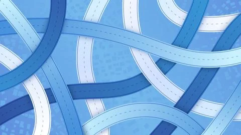 Multi layered large abstract roads, gradient lines intersect in various Stock Illustration