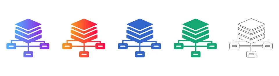 Multi Layered Network Architecture Icons 스톡 일러스트