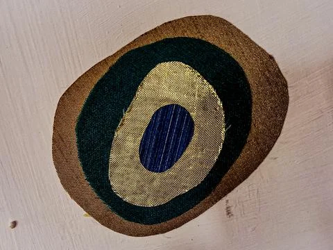 Multi Layered Organic Fabric Shape Handcrafted Patch Stockfoto's