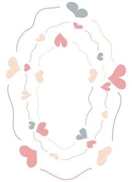 A multi-layered oval frame made of random hearts with waves. A loving Valen.. Illustrazione stock
