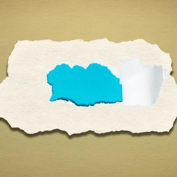 Multi-Layered Torn Paper Composition Revealing Cyan Blue Spot through White and Stock Photos