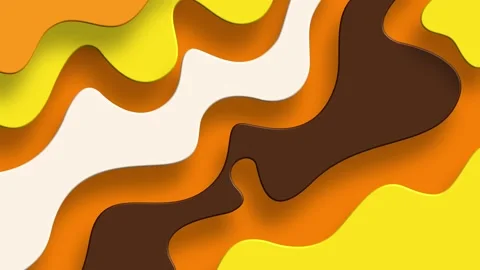 Multi layered yellow orange brown paper cut waves abstract landscape Stock Footage 327944896