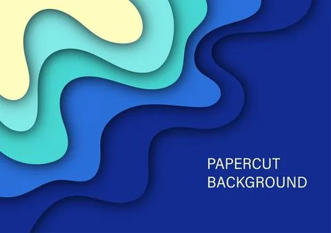 Multi layers blue color texture 3D papercut layers in gradient vector banner. 스톡 일러스트