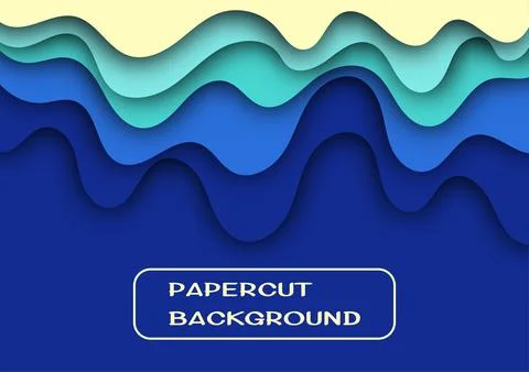 Multi layers blue color texture 3D papercut layers in gradient vector banner. 스톡 일러스트