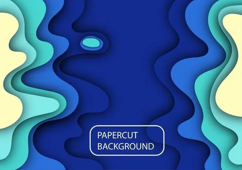 Multi layers blue color texture 3D papercut layers in gradient vector banner. Stock Illustration