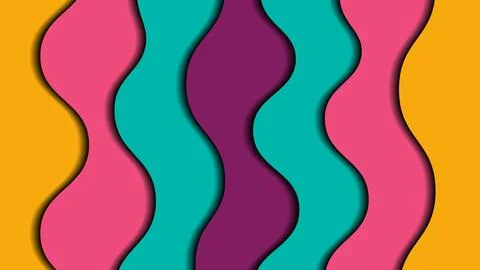 Multi layers colorful wavy overlap 3d paper carve cut out style shapes イラスト素材