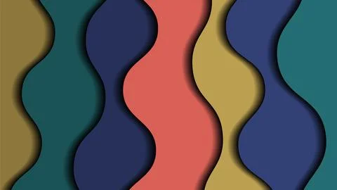 Multi layers colorful wavy overlap 3d paper carve cut out style shapes design イラスト素材