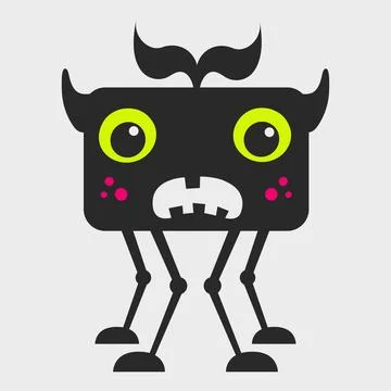 A multi-legged square monster. A funny and cute monster. Flat cartoon chara.. イラスト素材