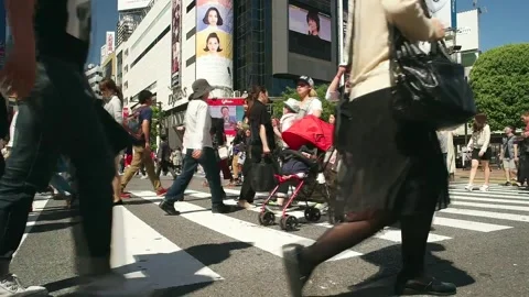 Multi lens fixed shooting of pedestrians crossing the road. Stock Footage 248679640