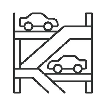 Multi-level car parking icon in line design. Parking, car, multi-level, garage Stock Illustration