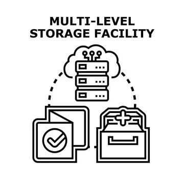 Multi level cloud data storage facility concept Stock Illustration