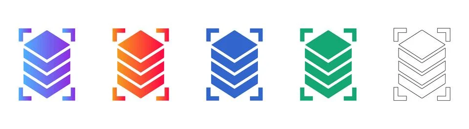 Multi Level Data Layer Icon Set 库存插图