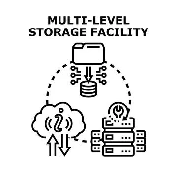 Multi level data storage facility concept icon Stock Illustration