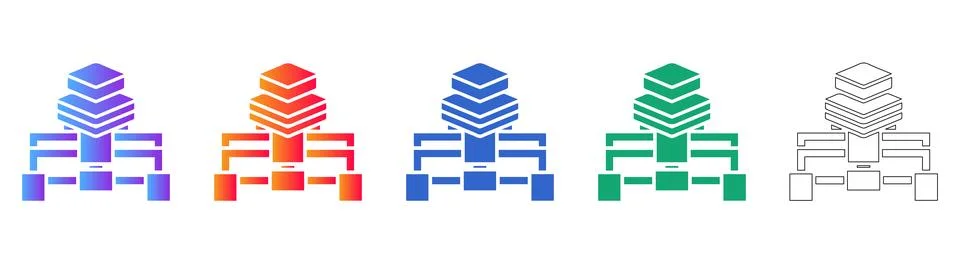 Multi Level Data Structure Icon Collection イラスト素材