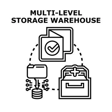 Multi level digital data storage warehouse system 스톡 일러스트