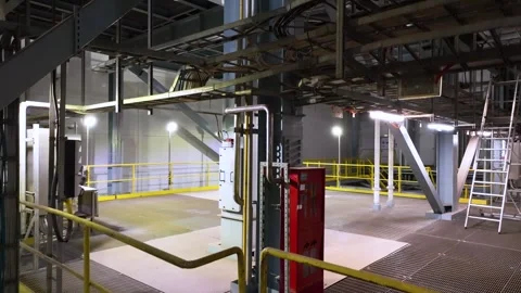 A multi-level heat pipe system in a thermal power plant building Stock Footage 327518181