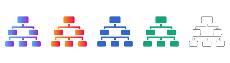 Multi Level Hierarchy Tree Diagram Icons Illustrazione stock